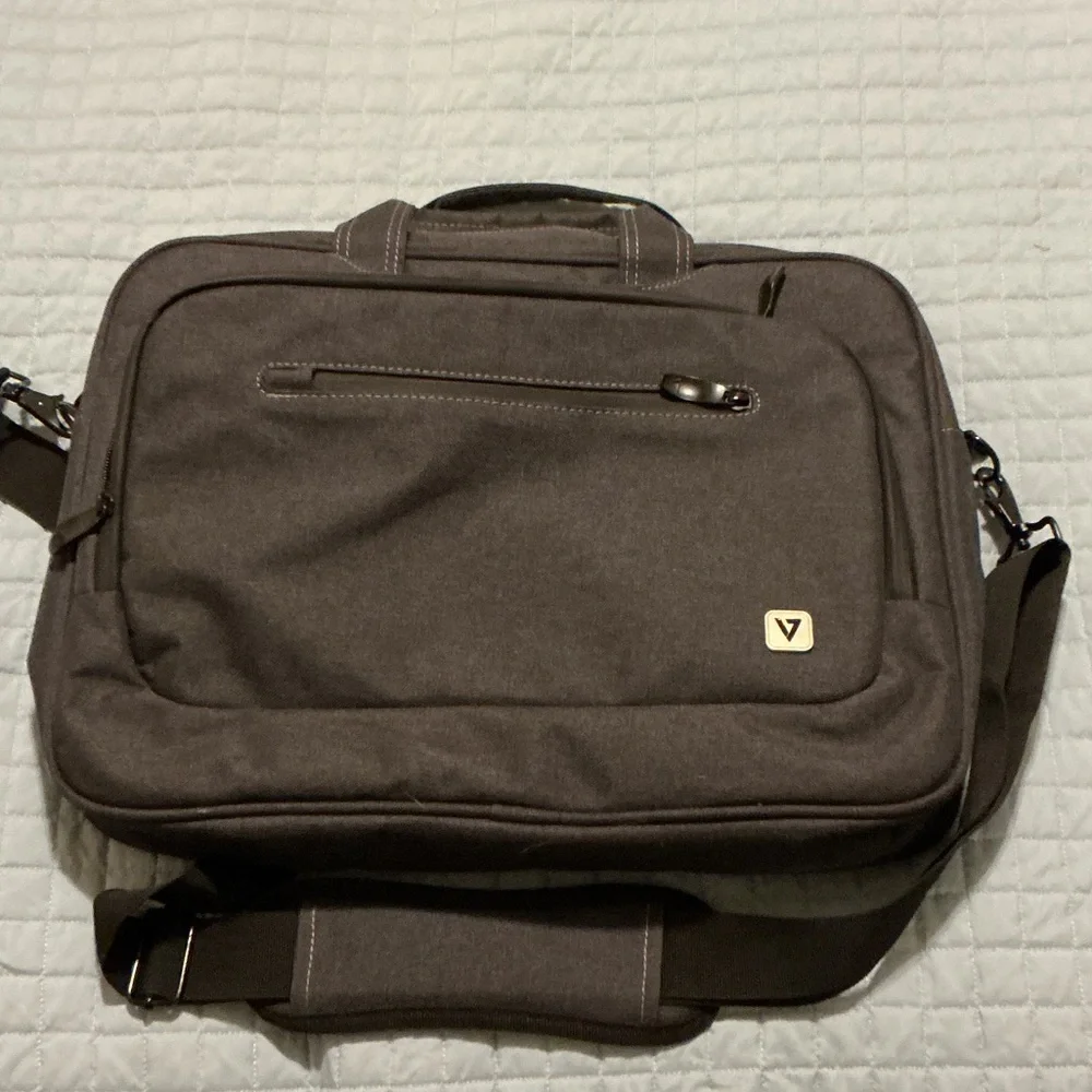 Grey Canvas Laptop Briefcase Bag